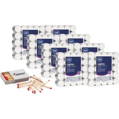 Podgrzewacze bezzapachowe tealight BISPOL Aura 8H NIGHT LIGHTS 50szt. x8 + Zapałki DABSTER_PL 38szt. Podgrzewacze bezzapachowe tealight BISPOL Aura 8H NIGHT LIGHTS 50szt. x8 + Zapałki DABSTER_PL 38szt.
