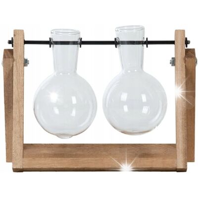 Inny producent Podwójny szklany wazon kolba w ramce drewnianej styl loft boho dekoracja Inny producent Podwójny szklany wazon kolba w ramce drewnianej styl loft boho dekoracja