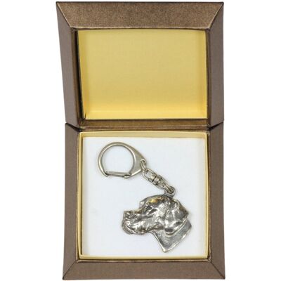 Pointer I - posrebrzany brelok do kluczy z psem w pudełku prezentowym, ozdoba torebki, zawieszka do plecaka marki Art-Dog Pointer I - posrebrzany brelok do kluczy z psem w pudełku prezentowym, ozdoba torebki, zawieszka do plecaka marki Art-Dog