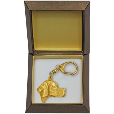 Pointer - pozłocony brelok do kluczy z psem w pudełku prezentowym, ozdoba torebki, luksusowy dodatek marki Art-Dog Pointer - pozłocony brelok do kluczy z psem w pudełku prezentowym, ozdoba torebki, luksusowy dodatek marki Art-Dog