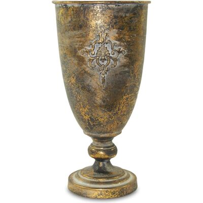 ART Postarzany Wazon Metalowy Puchar Dekoracyjny Retro Loft Vintage Złoty 33 cm ART Postarzany Wazon Metalowy Puchar Dekoracyjny Retro Loft Vintage Złoty 33 cm