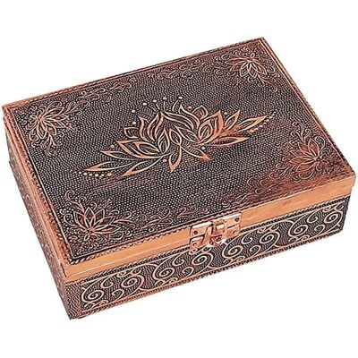 Phoenix Pudełko na karty tarota symbol Lotosu kolor miedziany 18x13x6 cm Phoenix Pudełko na karty tarota symbol Lotosu kolor miedziany 18x13x6 cm