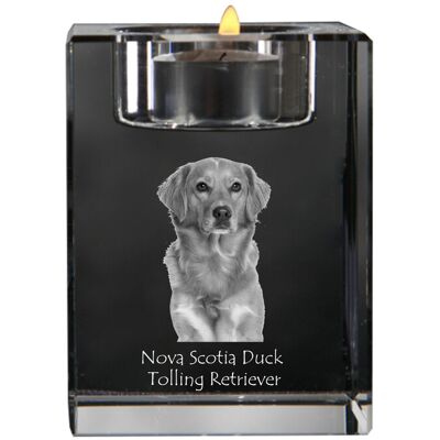Retriever z Nowej Szkocji, Toller - świecznik ze zdjęciem psa, kryształowa podstawka na tealight, personalizowany prezent marki Art-Dog Retriever z Nowej Szkocji, Toller - świecznik ze zdjęciem psa, kryształowa podstawka na tealight, personalizowany prezent marki Art-Dog