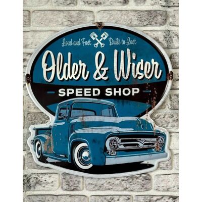 ART Retro Metalowy szyld 'Older and Wiser' – US Cars Ford Pick Up, prezent, święta, unikat, kolekcja ART Retro Metalowy szyld 'Older and Wiser' – US Cars Ford Pick Up, prezent, święta, unikat, kolekcja