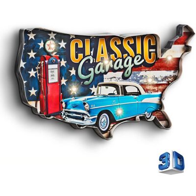 ART Retro Tablica 'Gas Station Usa' – Podświetlana Led, Styl Lat 50-Tych, Prezent Hot Rod ART Retro Tablica 'Gas Station Usa' – Podświetlana Led, Styl Lat 50-Tych, Prezent Hot Rod