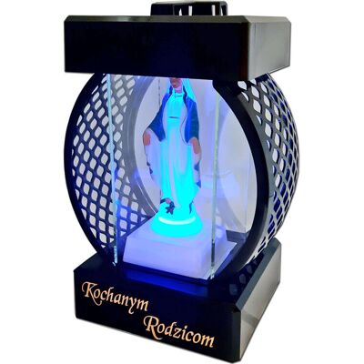ILUMINI Rodzice Rodzicom Znicz Lampion Koło Rtn Gładki Czarny+Figurka Led ILUMINI Rodzice Rodzicom Znicz Lampion Koło Rtn Gładki Czarny+Figurka Led