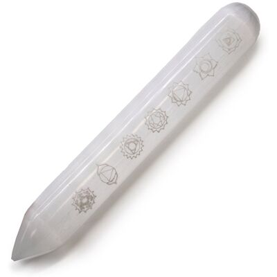 Selenit - Różdżka 16 cm Jeden koniec 7 czakr - Różdżka Selenit - Różdżka 16 cm Jeden koniec 7 czakr - Różdżka