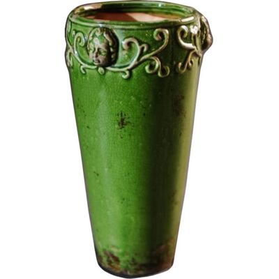 Inny producent Rustykalny wazon ceramiczny w kolorze zielonym 18x Inny producent Rustykalny wazon ceramiczny w kolorze zielonym 18x