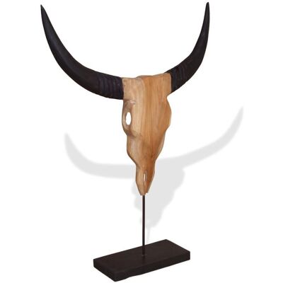 vidaXL Rzeźba byczej głowy, drewno tekowe, 66 x 15 x 88 cm vidaXL Rzeźba byczej głowy, drewno tekowe, 66 x 15 x 88 cm