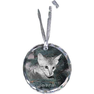 Savannah - kryształowa bombka ze zdjęciem, zdjęcia kota w krysztale, personalizowana zawieszka na choinkę marki Art-Dog Savannah - kryształowa bombka ze zdjęciem, zdjęcia kota w krysztale, personalizowana zawieszka na choinkę marki Art-Dog