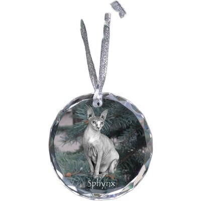 Sfinks - kryształowa bombka ze zdjęciem, zdjęcia kota w krysztale, personalizowana zawieszka na choinkę marki Art-Dog Sfinks - kryształowa bombka ze zdjęciem, zdjęcia kota w krysztale, personalizowana zawieszka na choinkę marki Art-Dog