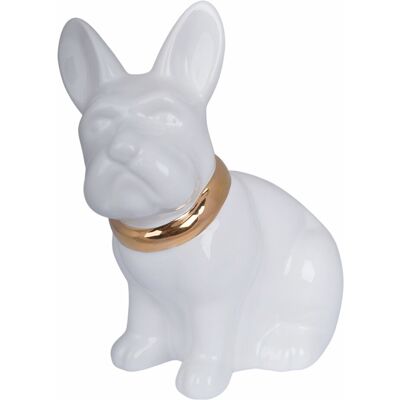 Ewax Skarbonka Buldog, Biała ze złotą obrożą, 11x17x18 cm Ewax Skarbonka Buldog, Biała ze złotą obrożą, 11x17x18 cm