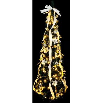 Aigostar Składana choinka 150x50cm srebrno-złote dekoracje 8 trybów ciepła biel Aigostar Składana choinka 150x50cm srebrno-złote dekoracje 8 trybów ciepła biel