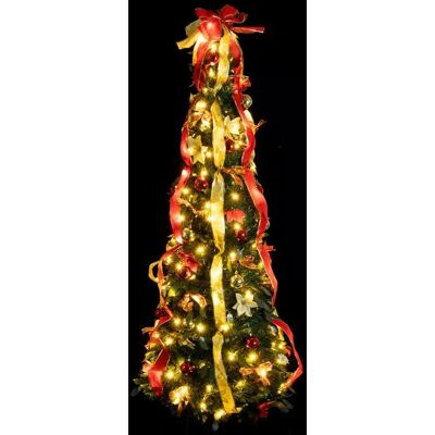 Aigostar Składana choinka 180x60cm czerwono-złote dekoracje 8trybów ciepła biel Aigostar Składana choinka 180x60cm czerwono-złote dekoracje 8trybów ciepła biel