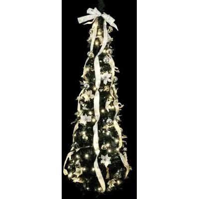 Aigostar Składana choinka 180x60cm srebrno-złote dekoracje 8 trybów zimna biel Aigostar Składana choinka 180x60cm srebrno-złote dekoracje 8 trybów zimna biel