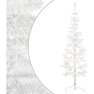VMP Smukła choinka połówka ze stojakiem, sztuczna, biała, 150 cm VMP Smukła choinka połówka ze stojakiem, sztuczna, biała, 150 cm
