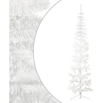 VMP Smukła choinka połówka ze stojakiem, sztuczna, biała, 210 cm VMP Smukła choinka połówka ze stojakiem, sztuczna, biała, 210 cm
