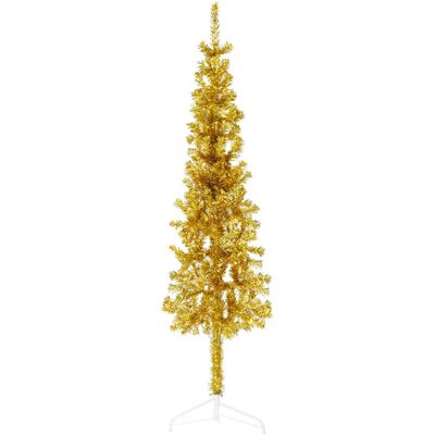 VMP Smukła choinka połówka ze stojakiem, sztuczna, złota, 150 cm VMP Smukła choinka połówka ze stojakiem, sztuczna, złota, 150 cm