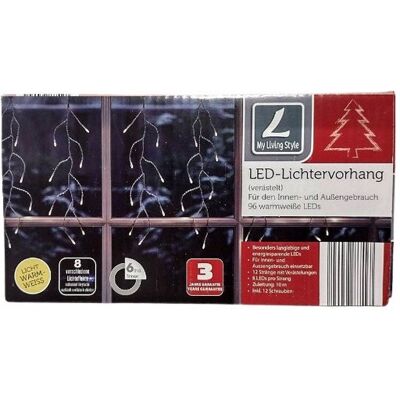 Bezmarkowe Sople LED Kurtyna Świetlna Lampki Zewnętrzne 96 Lampek Ciepłe Białe 10m Bezmarkowe Sople LED Kurtyna Świetlna Lampki Zewnętrzne 96 Lampek Ciepłe Białe 10m