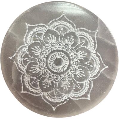 ANCIENT WISDOM Średnia Okrągła Płytka Selenitowa 10 cm - Mandala ANCIENT WISDOM Średnia Okrągła Płytka Selenitowa 10 cm - Mandala