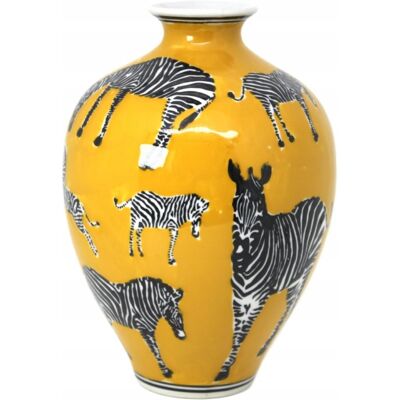 inna (Inny) Stylowy Wazon Dekoracyjny z Motywem Zebry Wazon Ceramiczny Żółty inna (Inny) Stylowy Wazon Dekoracyjny z Motywem Zebry Wazon Ceramiczny Żółty