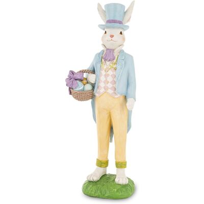 ART Świąteczna Figurka Pan Królik Zajączek Wielkanocny z Koszyczkiem Dekoracja ART Świąteczna Figurka Pan Królik Zajączek Wielkanocny z Koszyczkiem Dekoracja