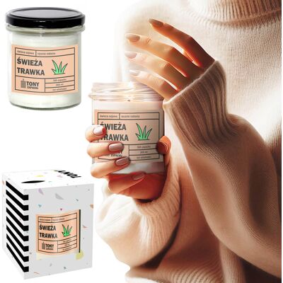 Cup&You Świeca sojowa naturalna zapachowa ŚWIEŻA TRAWKA- najlepsza aromatyczna bezpieczna ręcznie robiona w szklanym słoiczku 300ml 50h palenia na prezent u.. Cup&You Świeca sojowa naturalna zapachowa ŚWIEŻA TRAWKA- najlepsza aromatyczna bezpieczna ręcznie robiona w szklanym słoiczku 300ml 50h palenia na prezent u..