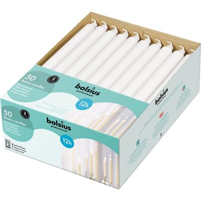 Świeca Stołowa Walec Bolsius 12h 29cm 50szt. Biała Świeca Stołowa Walec Bolsius 12h 29cm 50szt. Biała