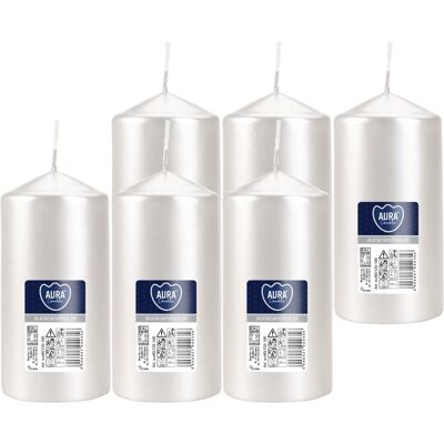 Świeca walec BISPOL Aura 38H 12CM SW60/120 BIAŁA PERŁA 6szt. Świeca walec BISPOL Aura 38H 12CM SW60/120 BIAŁA PERŁA 6szt.