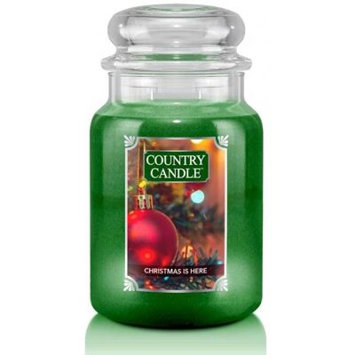 Świeca zapachowa COUNTRY CANDLE Christmas is here, duży słoik, 680 g, 2 knoty Świeca zapachowa COUNTRY CANDLE Christmas is here, duży słoik, 680 g, 2 knoty