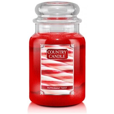 Świeca zapachowa COUNTRY CANDLE Peppermint Twist, duży słoik, 652 g, 2 knoty Świeca zapachowa COUNTRY CANDLE Peppermint Twist, duży słoik, 652 g, 2 knoty