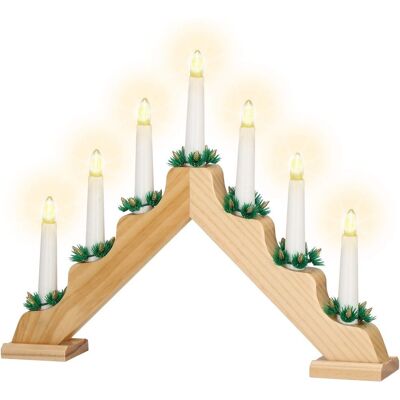 Springos Świecznik Adwentowy 7 Świec Led, Drewniany, Dekoracja Świąteczna Springos Świecznik Adwentowy 7 Świec Led, Drewniany, Dekoracja Świąteczna