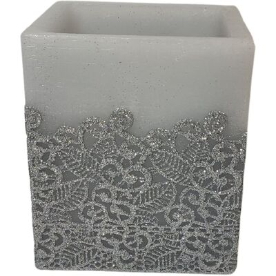Adpal Swiecznik Lampion świąteczny koronka szaro - srebrny na tealight Kwadrat Adpal Swiecznik Lampion świąteczny koronka szaro - srebrny na tealight Kwadrat