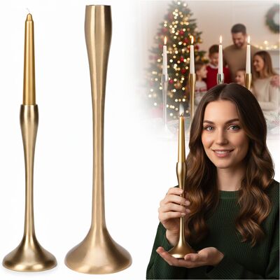 EDANTI Świecznik Metalowy Pojedynczy Na Świecę Świeczki Świąteczny Glamour 31 Cm EDANTI Świecznik Metalowy Pojedynczy Na Świecę Świeczki Świąteczny Glamour 31 Cm