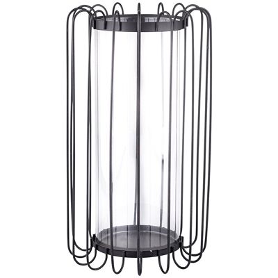 Świecznik metalowy szprosowy ALTOM DESIGN z wkładem szklanym, czarny, 16x16x28 cm Świecznik metalowy szprosowy ALTOM DESIGN z wkładem szklanym, czarny, 16x16x28 cm