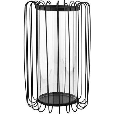 Świecznik metalowy szprosowy ALTOM DESIGN z wkładem szklanym, czarny, 19x19x32 cm Świecznik metalowy szprosowy ALTOM DESIGN z wkładem szklanym, czarny, 19x19x32 cm