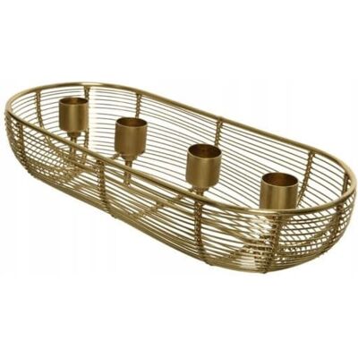Koopman Świecznik na 4 świece stojak metalowy złoty 28,5x11,5x6,5 cm Koopman Świecznik na 4 świece stojak metalowy złoty 28,5x11,5x6,5 cm