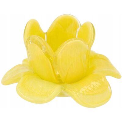 Skandi.pl ŚWIECZNIK NA TEALIGHT SZKLANY KWIAT ŻÓŁTY OZDOBA DEKORACJA DO DOMU SALONU Skandi.pl ŚWIECZNIK NA TEALIGHT SZKLANY KWIAT ŻÓŁTY OZDOBA DEKORACJA DO DOMU SALONU