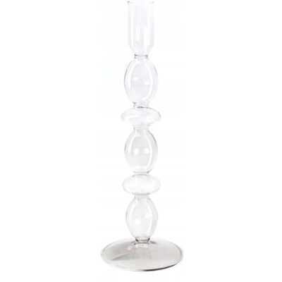 Zielona Fabryka Świecznik szklany 27cm ozdobny przezroczysty Zielona Fabryka Świecznik szklany 27cm ozdobny przezroczysty