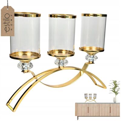inna (Inny) Świecznik Szklany Potrójny Świąteczny Złoty na Tealight Glamour Lampion inna (Inny) Świecznik Szklany Potrójny Świąteczny Złoty na Tealight Glamour Lampion