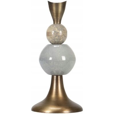 inna (Inny) ŚWIECZNIK Z KAMIENIAMI złoty metal wys. 26cm inna (Inny) ŚWIECZNIK Z KAMIENIAMI złoty metal wys. 26cm