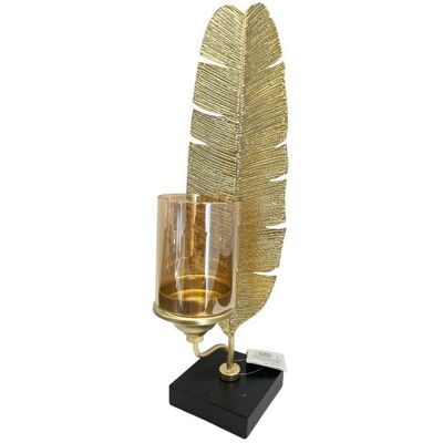 Dekorpap ŚWIECZNIK ZŁOTY LIŚĆ DEKORACJA METAL 51 CM Dekorpap ŚWIECZNIK ZŁOTY LIŚĆ DEKORACJA METAL 51 CM
