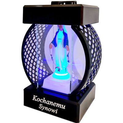 ILUMINI Syn Synowi Sr Znicz Lampion Koło Rtn Gładki Czarny+Figurka Led ILUMINI Syn Synowi Sr Znicz Lampion Koło Rtn Gładki Czarny+Figurka Led