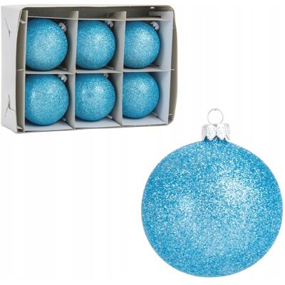 GardenPlus+ Szklane bombki brokatowe na choinkę 8 cm 6 szt. GardenPlus+ Szklane bombki brokatowe na choinkę 8 cm 6 szt.
