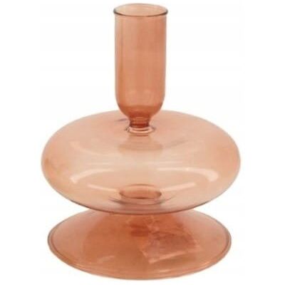 Zielona Fabryka Szklany świecznik przezroczysty brązowy 12cm mały Zielona Fabryka Szklany świecznik przezroczysty brązowy 12cm mały