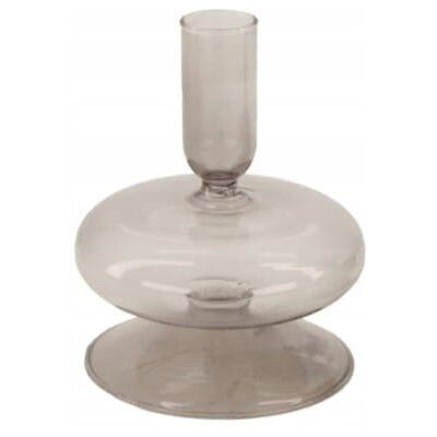Zielona Fabryka Szklany świecznik przezroczysty szary ozdoba 12cm Zielona Fabryka Szklany świecznik przezroczysty szary ozdoba 12cm