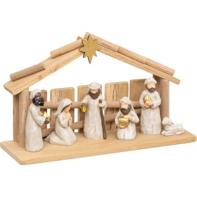 JJA SAS Szopka bożonarodzeniowa + 7 figurek, 30 x 18 cm JJA SAS Szopka bożonarodzeniowa + 7 figurek, 30 x 18 cm