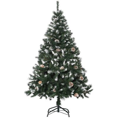 Sztuczna Choinka HOMCOM, 150 cm choinka z sztucznym śniegiem, 676 końcówek, składany stojak, na święta, wewnątrz, Zielony+Biały Sztuczna Choinka HOMCOM, 150 cm choinka z sztucznym śniegiem, 676 końcówek, składany stojak, na święta, wewnątrz, Zielony+Biały