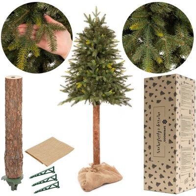 Springos Sztuczna choinka na pniu jak żywa 150 cm świerk naturalny ze stojakiem nowoczesny Springos Sztuczna choinka na pniu jak żywa 150 cm świerk naturalny ze stojakiem nowoczesny