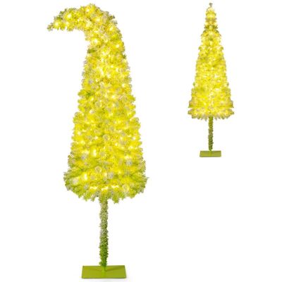 COSTWAY Sztuczna Choinka Ze Światełkami I Wyginanym Czubkiem Choinka 210 Cm COSTWAY Sztuczna Choinka Ze Światełkami I Wyginanym Czubkiem Choinka 210 Cm